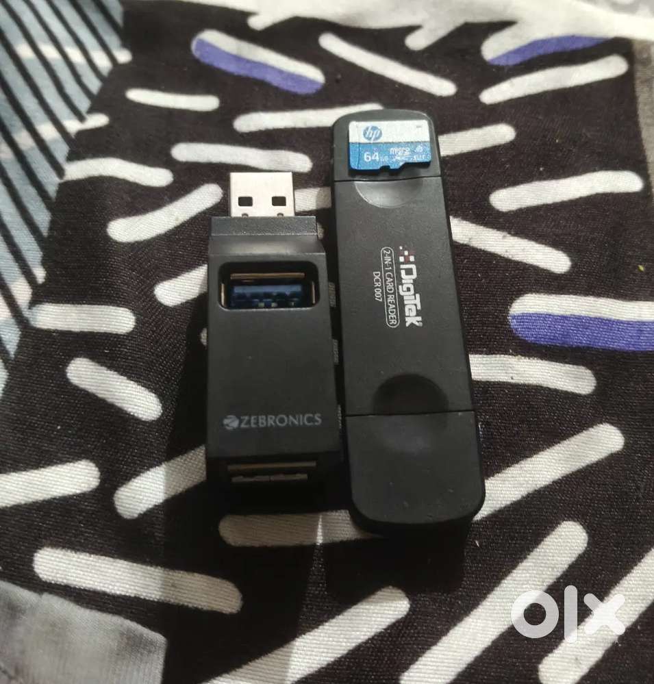 Hp Class 10 64gb Original SdCard Zebronics Usb Hub And Portronics 7in1