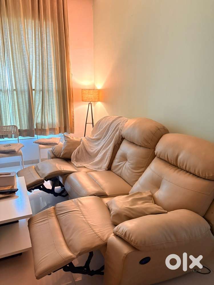 Premium Beige Leather recliner Sofa Set- Excellent condition