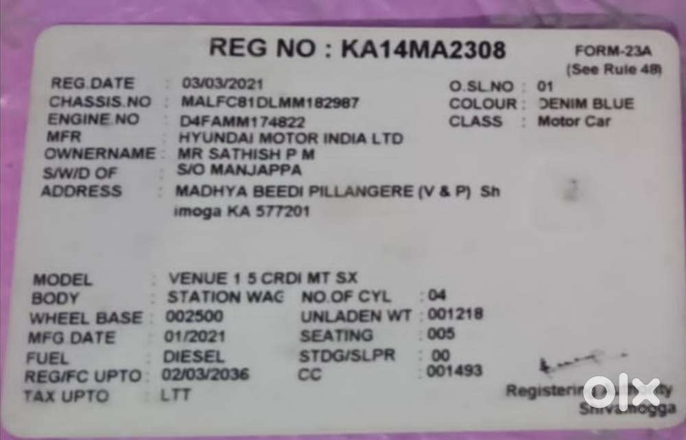 Hyundai Venue Sx (o) Mt 1.5 Diesel, 2021, Diesel