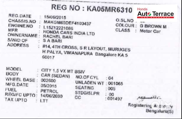 Honda City I-vtec Vx, 2015, Petrol