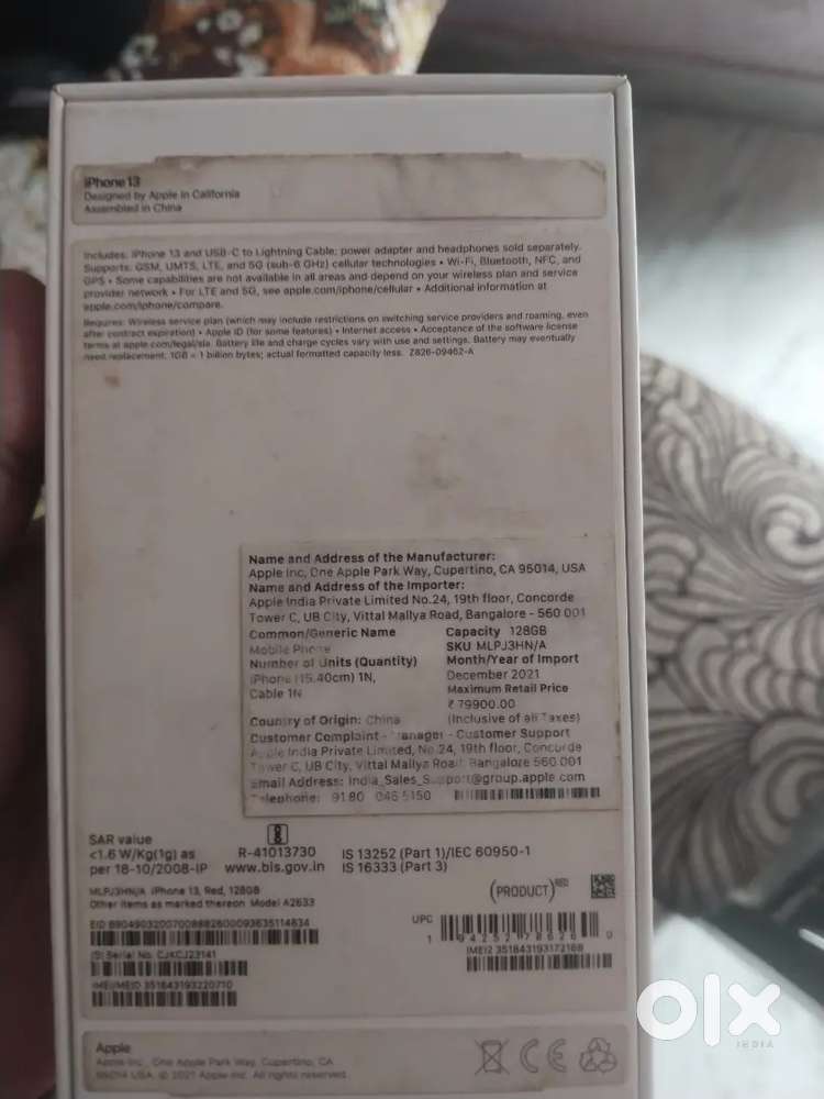 I phone 13 health 82% face id working display  orginal