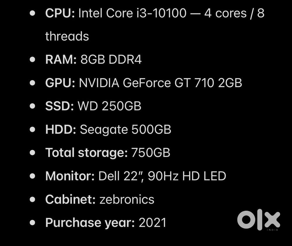 Very less used pc slightly negotiable