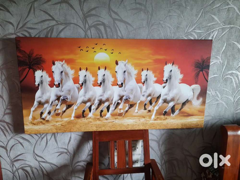 Scenery of 7 horses ..size 24 &times; 48..wall mounting