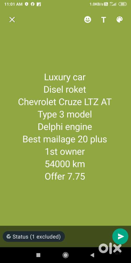 Chevrolet Cruze 2014-2016 Ltz At, 2016, Diesel