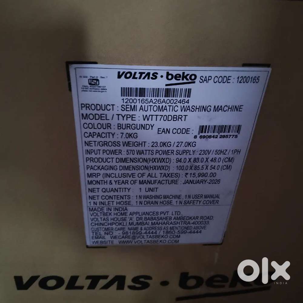 Semi automatic washing machineWTT70DBRT