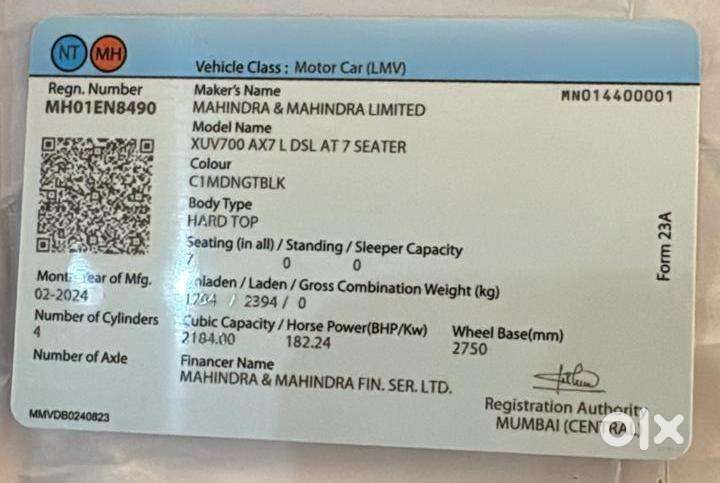 Mahindra Xuv700 2.2 Ax 7 Diesel At Luxury Pack Str, 2024, Diesel