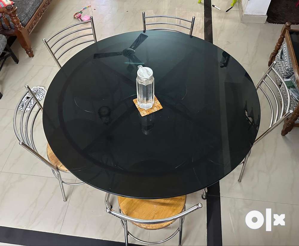 Used Glass Top Dining Table With 6 Chairs - Sofa & Dining - 1767339656