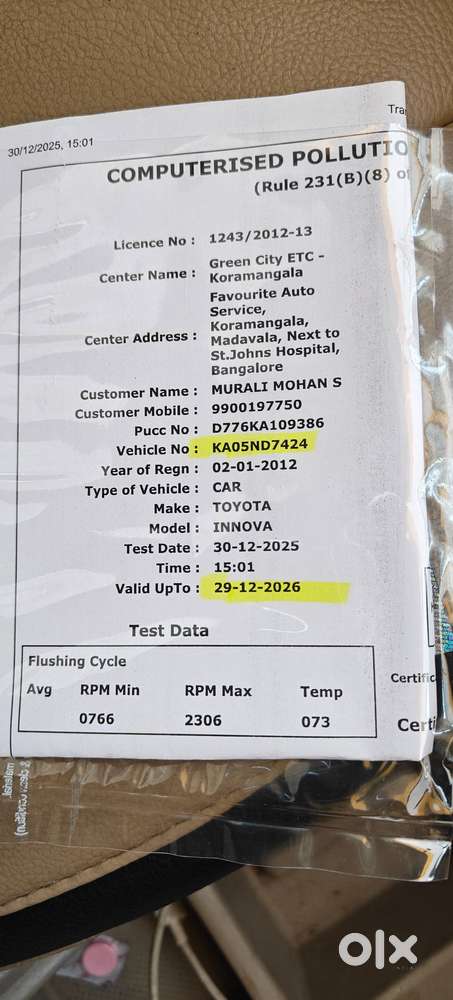 Well Maintained 2012 Innova 7 Seater
