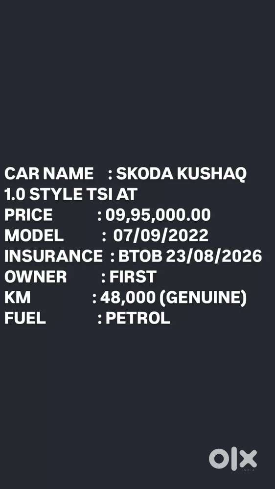 Skoda Kushaq Style 1.0l Tsi At, 2022, Petrol