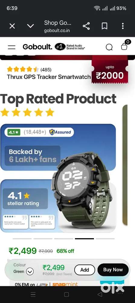 GoBoult Thrux Smartwatch with box
