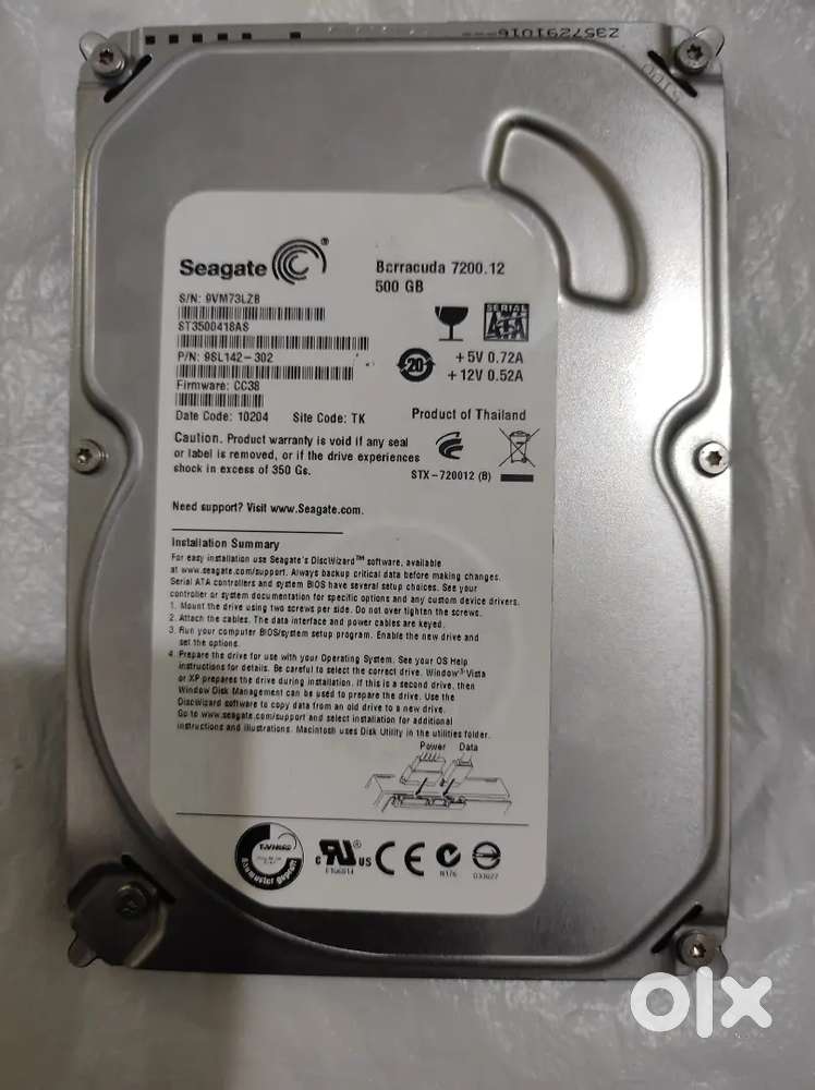 Excellent 3.5 inch 500 GB Segate HDD