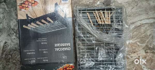 Charcoal BBQ Grill Set – Foldable with Skewers (New Condition)