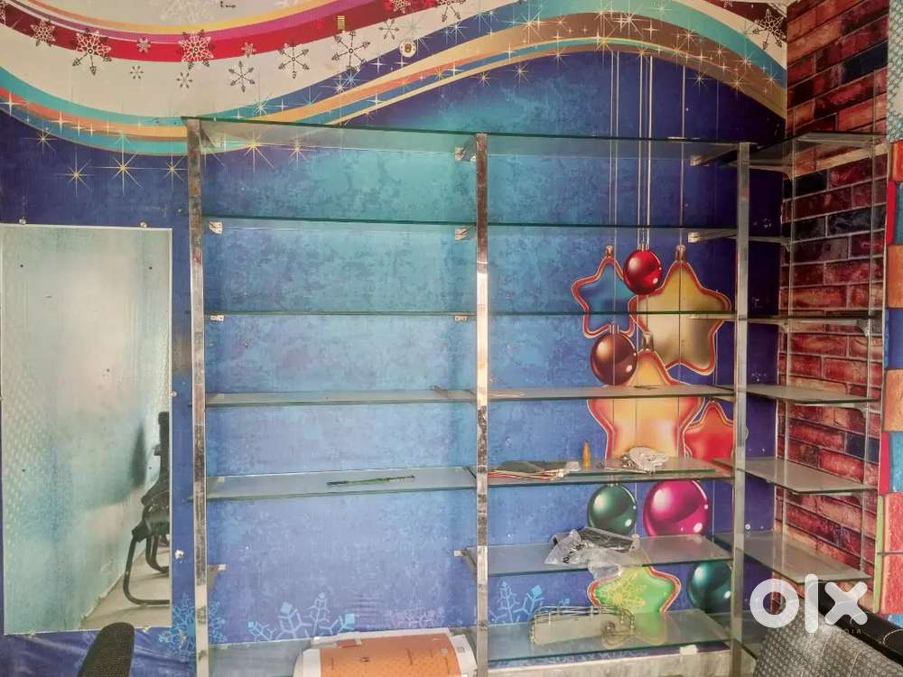 Glass shelf and mirror