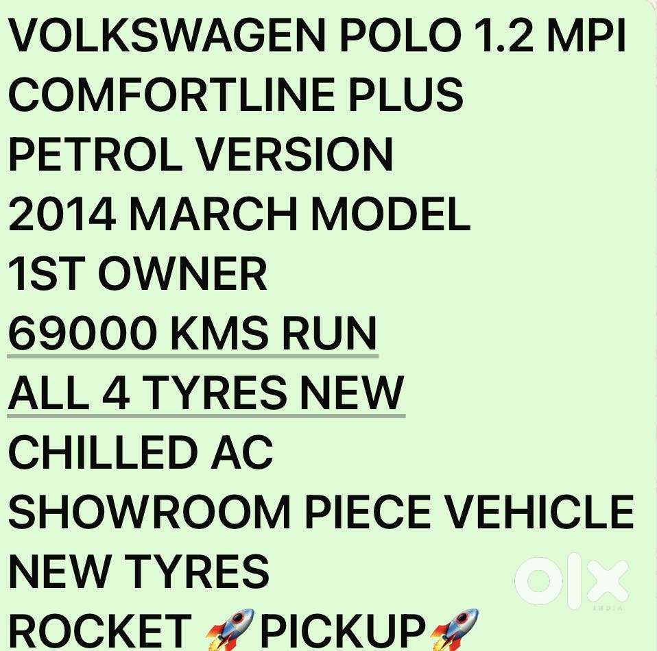 Volkswagen Polo Petrol Comfortline 1.2l, 2014, Petrol