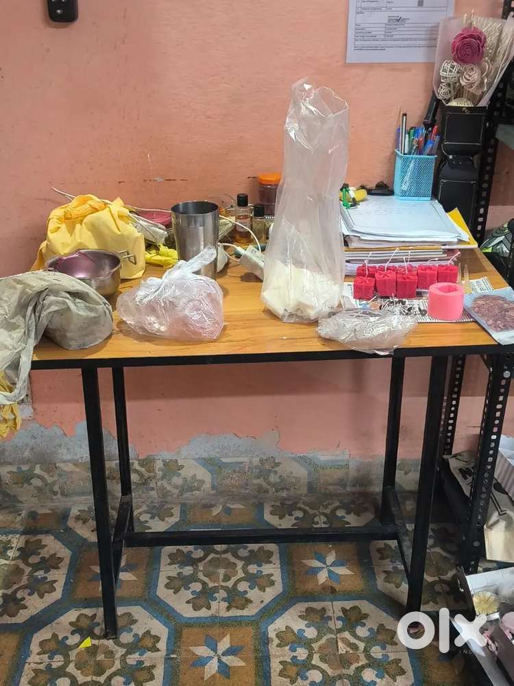 Heavy Duty Metal Storage Rack + Wooden Table for Sale