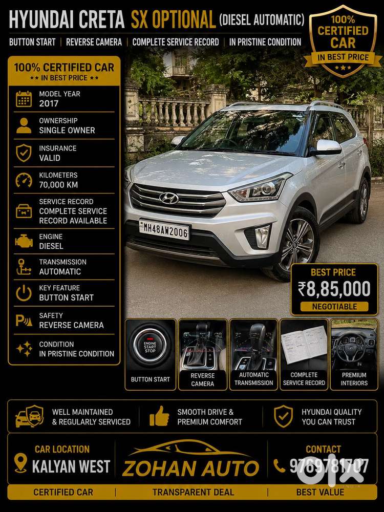 Hyundai Creta 1.6 Crdi At Sx Plus, 2017, Diesel