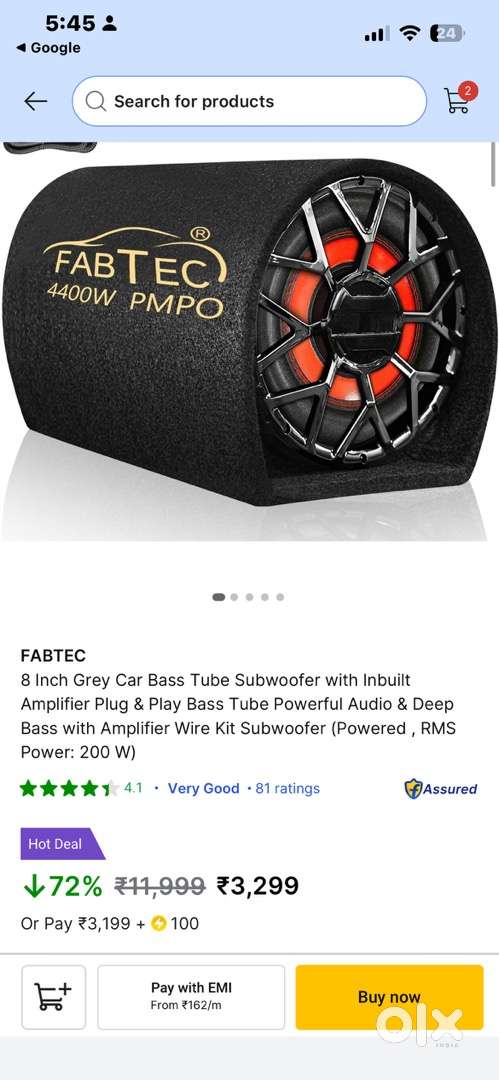 Fabtec 8 inch 4400W base tube