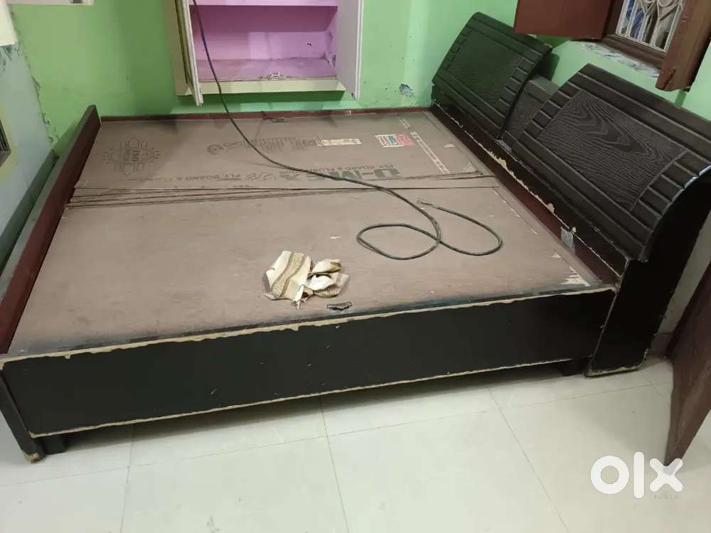 Solid Wood Double Bed with Storage + Dressing Table Set