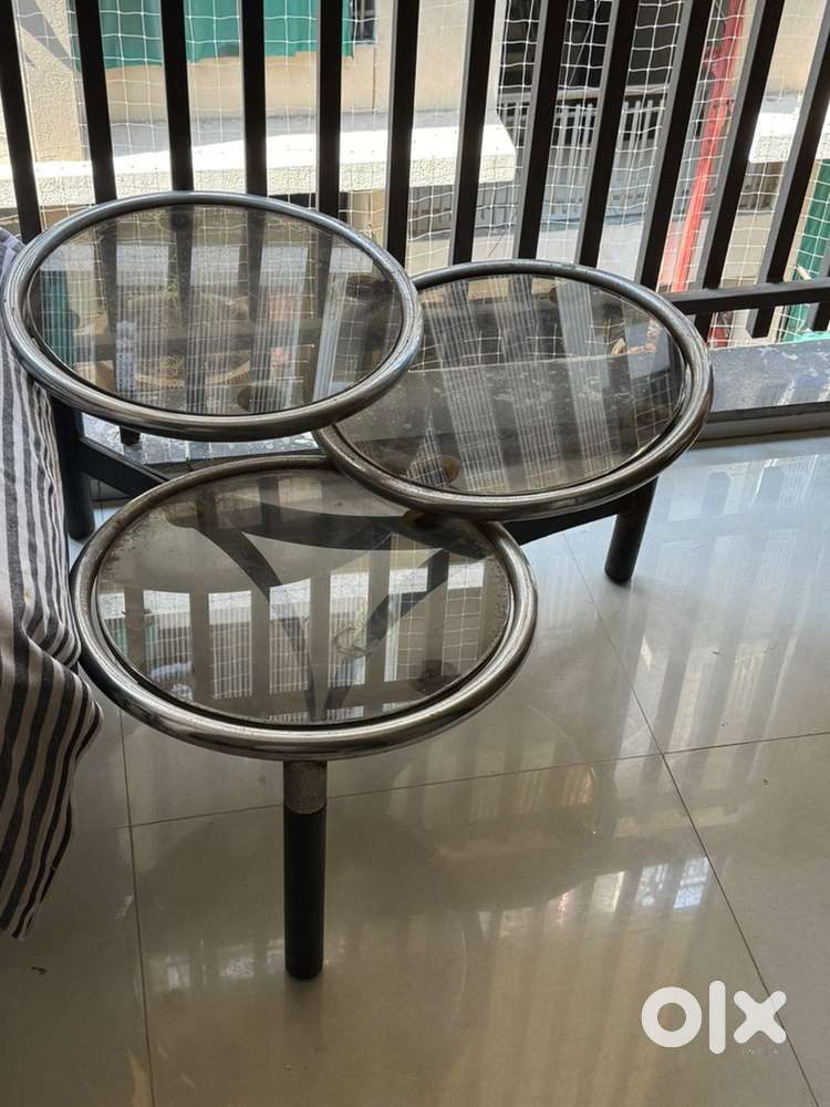 Vintage 3-Tier Round Glass Coffee Table | Unique Design