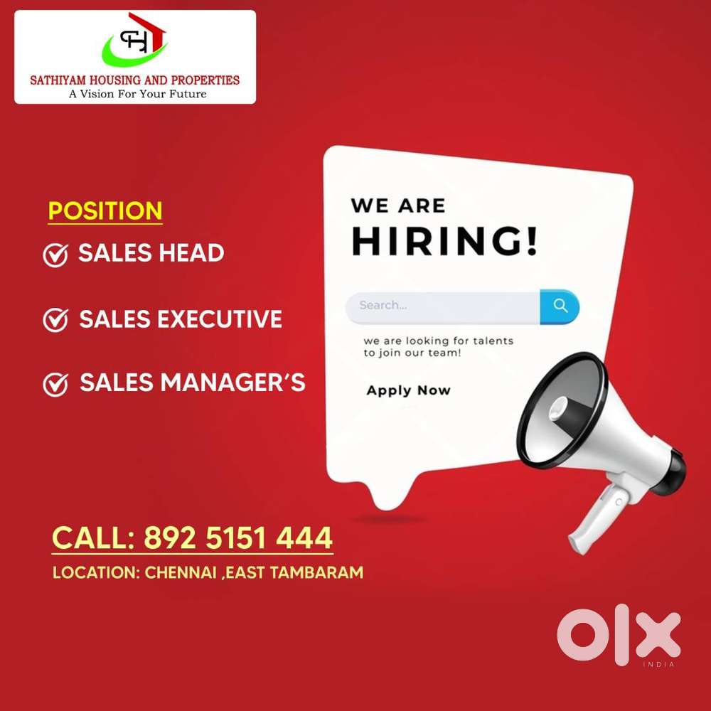 Hiring Sales and Marketing Executives Salary and Incentives 15K++