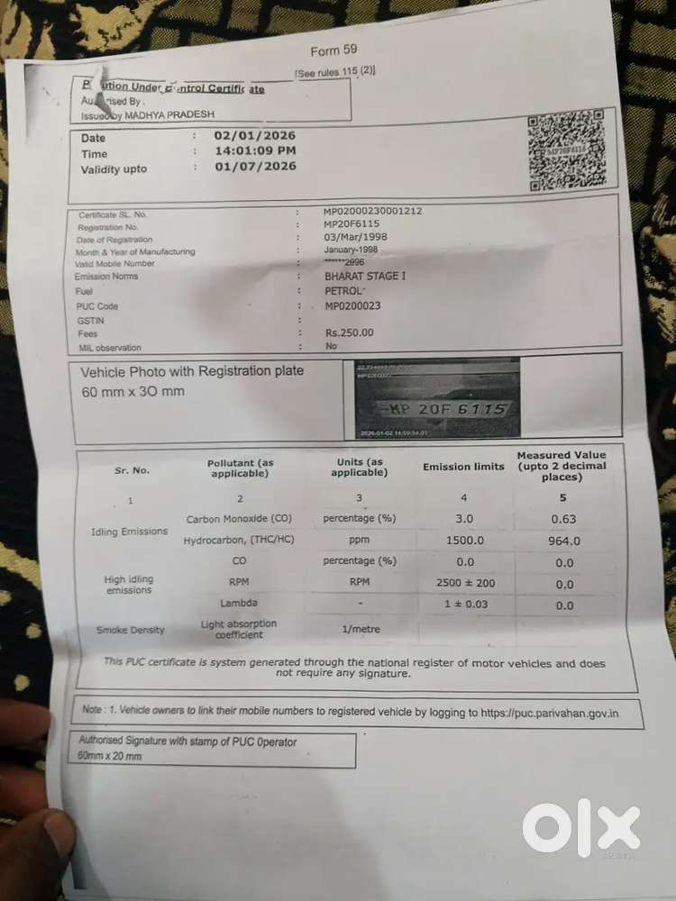 Maruti 800 (1998) - 2031 तक फिटनेस और इंश्योरेंस के साथ (jabalpur)