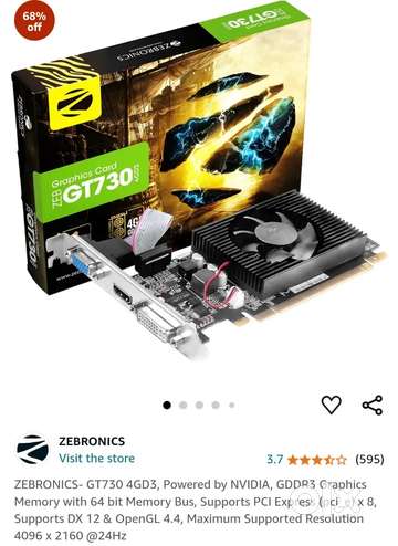 ZEBRONICS GT730 4GD3. 4GB supports upto 4k display Computers Laptops 1783418754