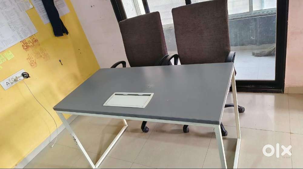 Office Study Table + 2 Rolling Chairs | Complete Work Setup
