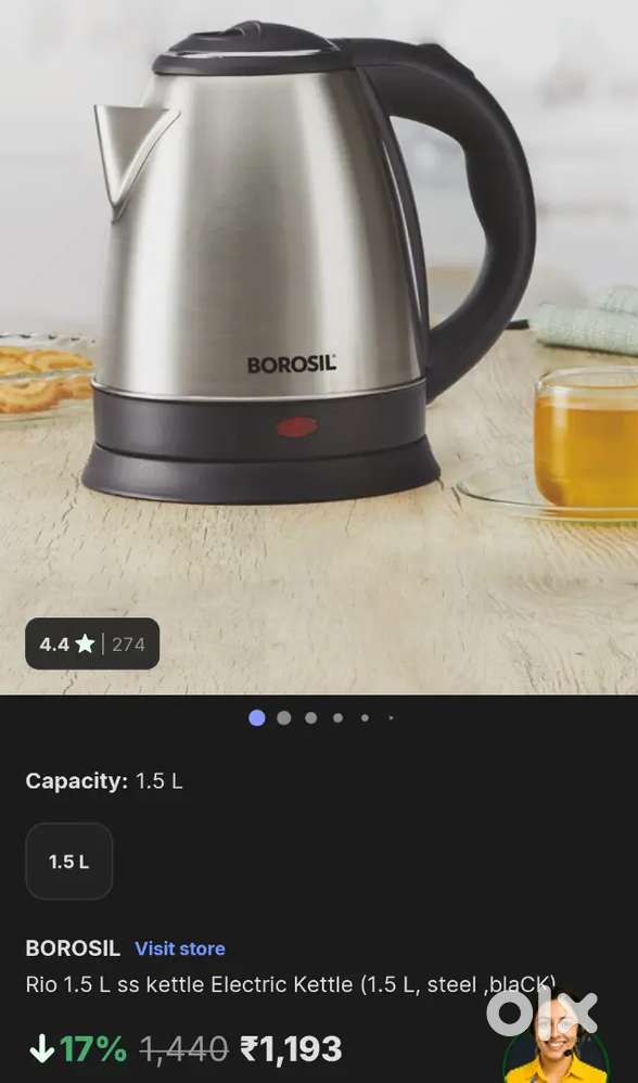 Borosil rio 1.5ltr Kettle