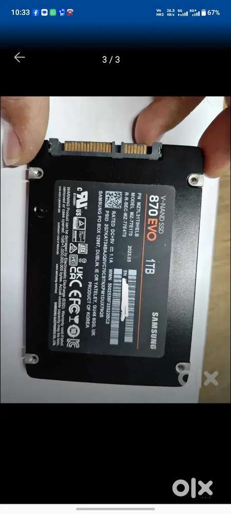 Samsung evo 870 1tb ssd sata just in 10500 with warranty
