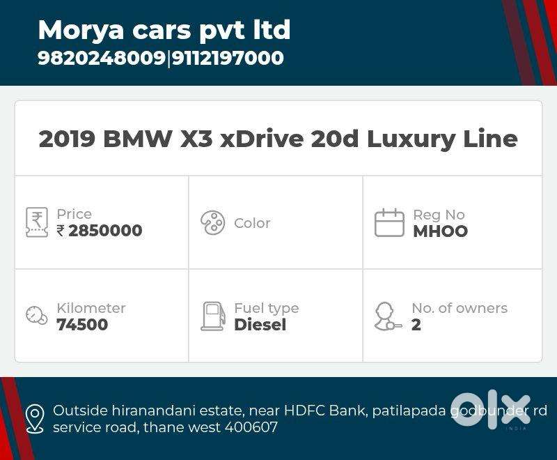 Bmw X3 X Drive 20d Luxury Line, 2019, Diesel
