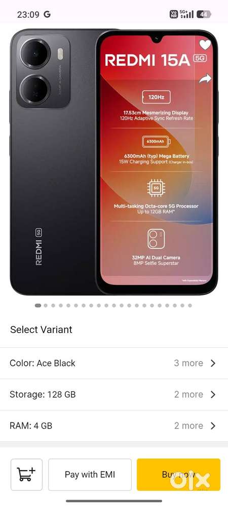 New 5G model Redmi 15A purchase date 30/06/2026
