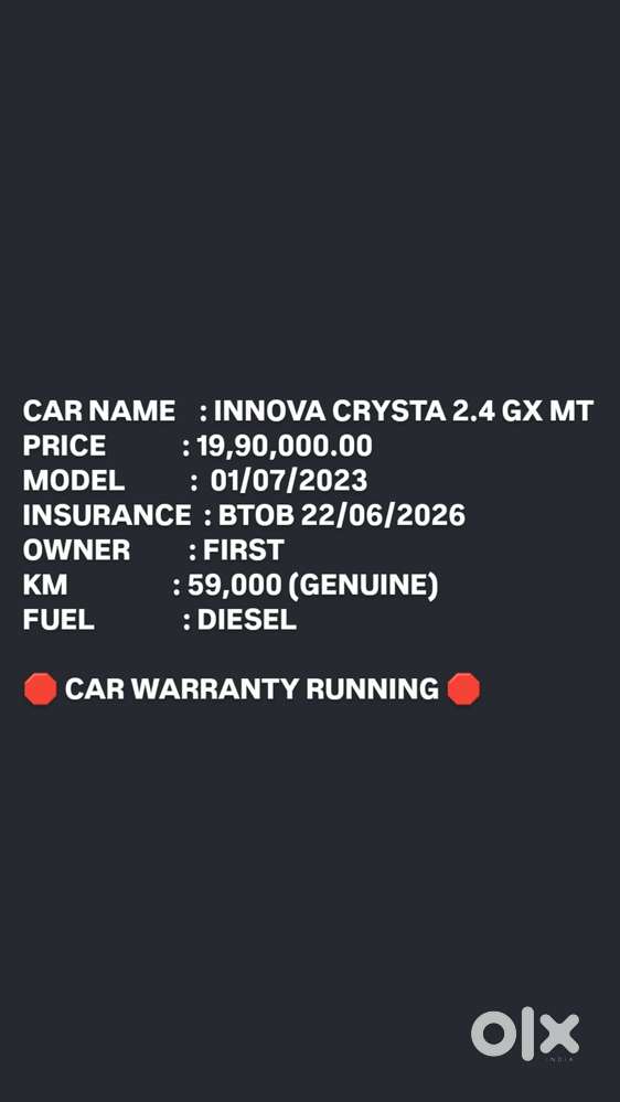 Toyota Innova Crysta [2020-ongoing] 2.4 Gx 7 Str, 2023, Diesel