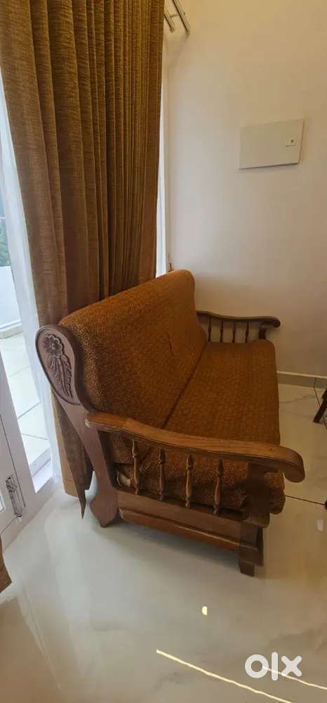 Premium Teak Wood Sofa Set with Fabric Cushions
