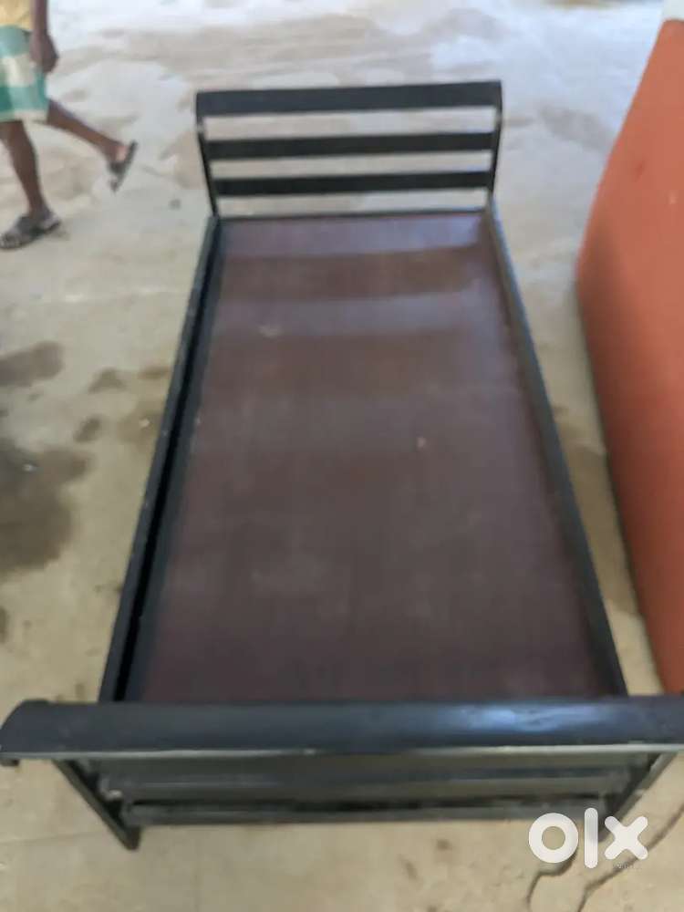 Steel Bed + Wooden Rolling Storage Bed + Bamboo Sofa