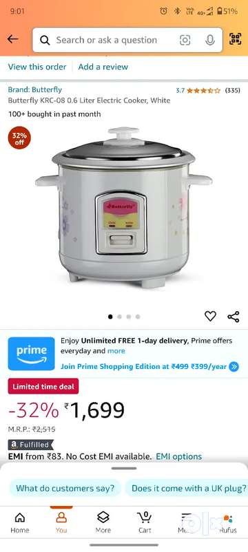 Butterfly rice cooker 0.6 liter hotsell