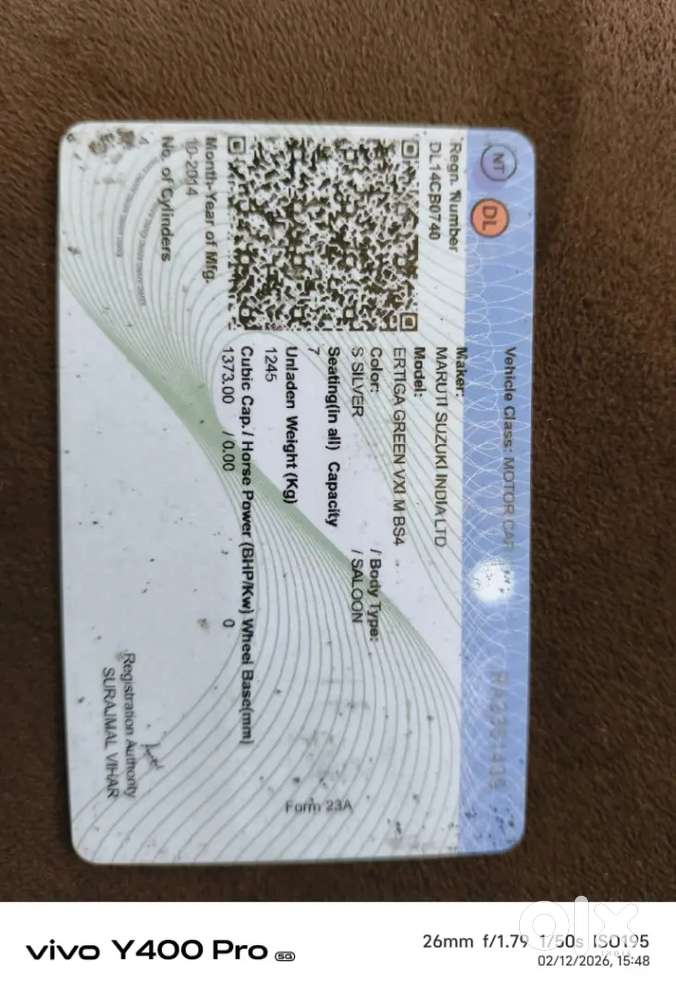 Maruti Suzuki Ertiga 2014x Cng & Hybrids 218819 Km Driven