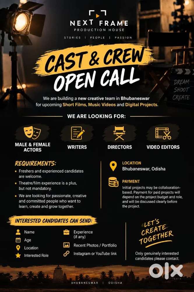 Male & Female Actors, Writers, Directors & Editors Required