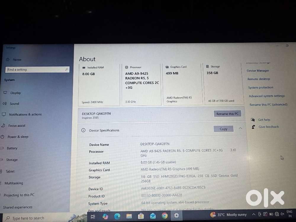 AMD A9-9425 RADEON R5, 5 COMPUTE CORES 2C+3G 3.10 Ghz