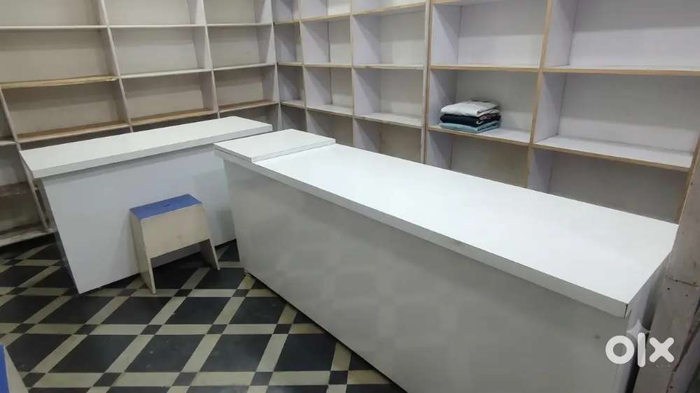 Solid White Commercial Shop Counter / Cash Desk ; Excellent Condition