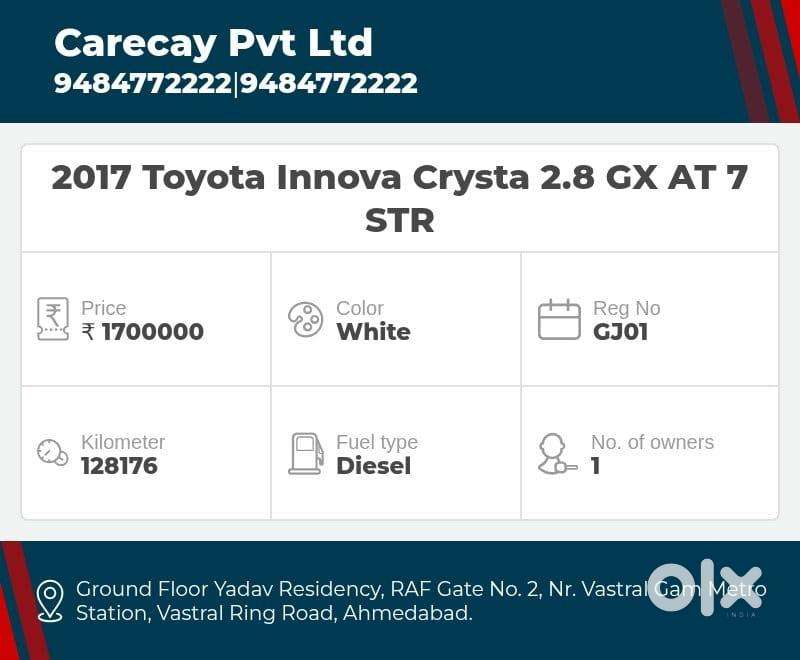 Toyota Innova Crysta 2.8 Gx At, 2019, Diesel