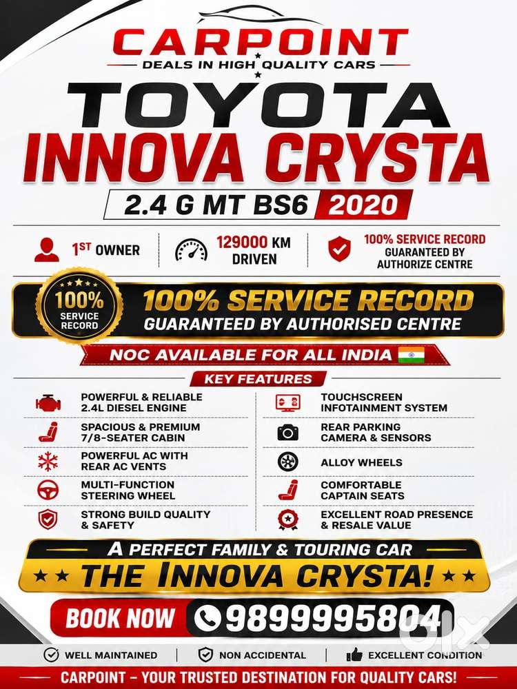 Toyota Innova Crysta 2.4 G Mt 7 Str, 2020, Diesel