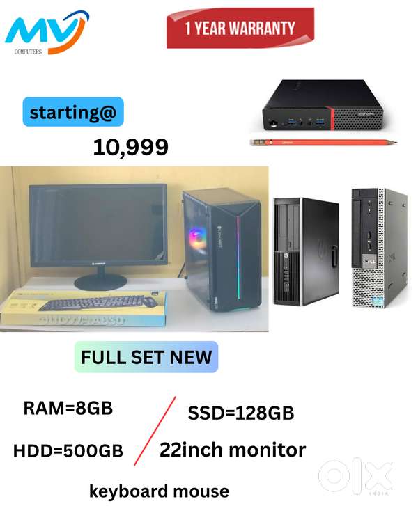 1 Year Warranty  Keyboard Mouse  Graphics  Ram - 8GB DDR3