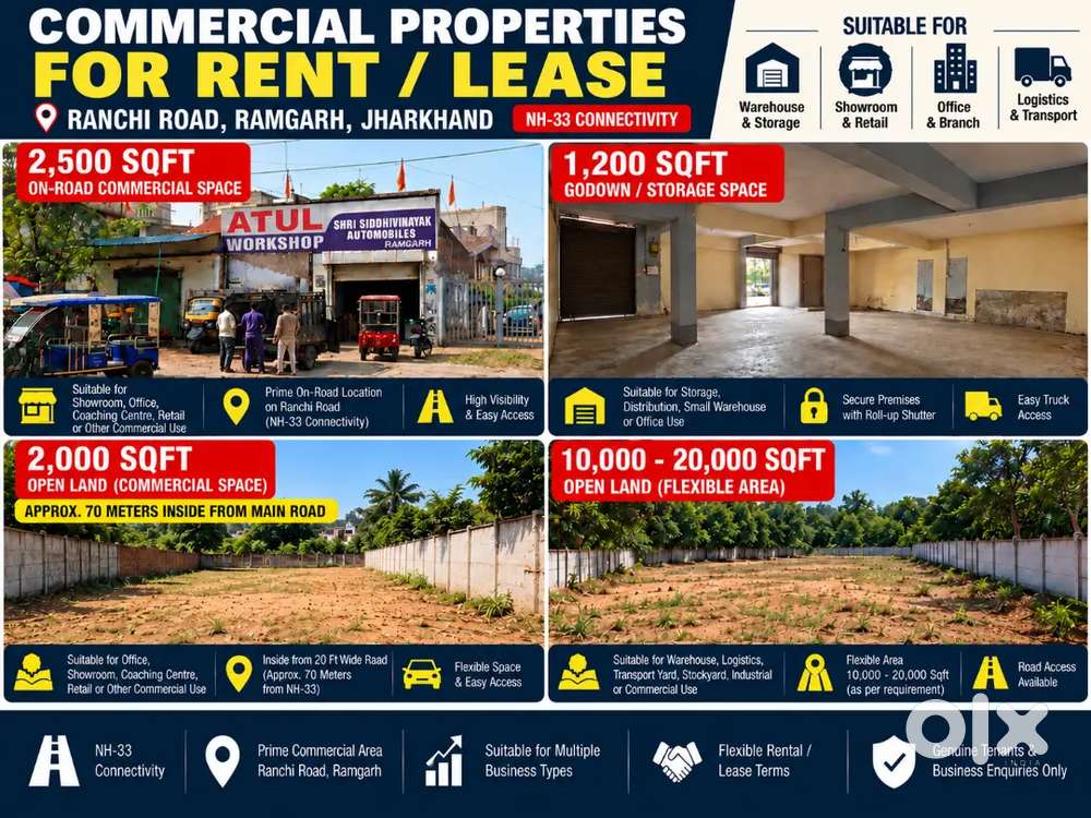 Commercial Properties for Rent / Lease Ranchi Road, Ramgarh, jharkhand