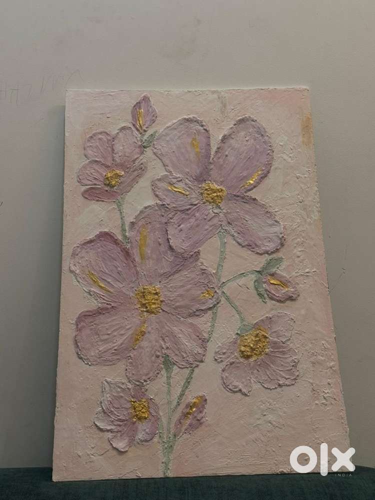 Pastel floral textured with gold detailing-handmade