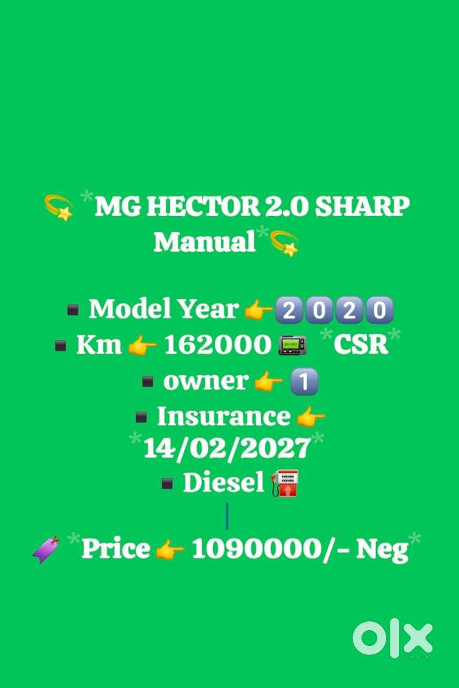 Mg Hector Sharp Diesel Manual, 2020, Diesel