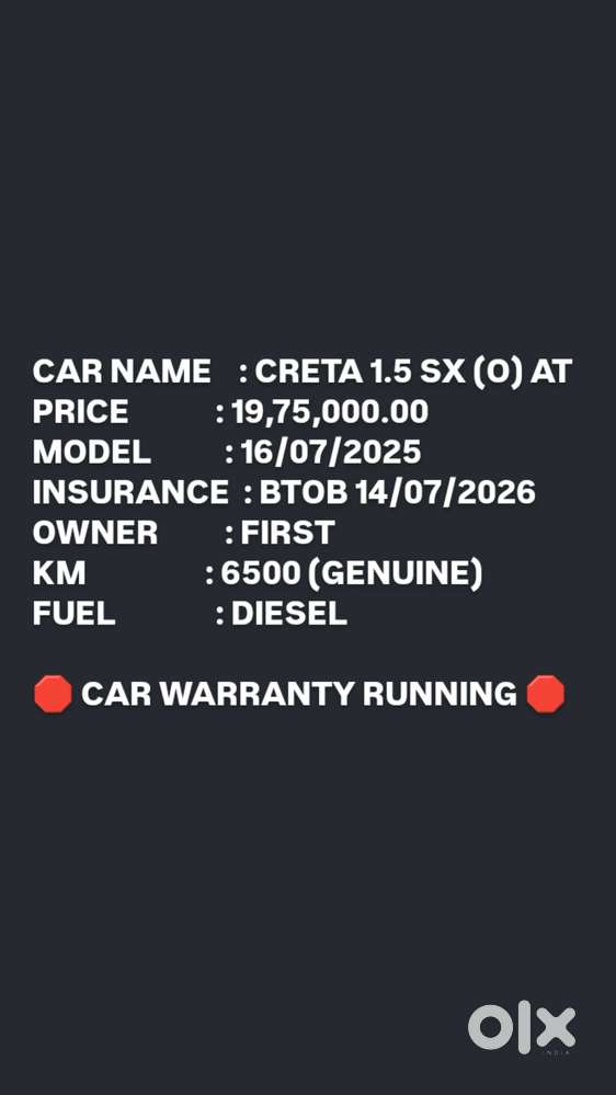 Hyundai Creta 1.5 Sx (o) Diesel, 2025, Diesel