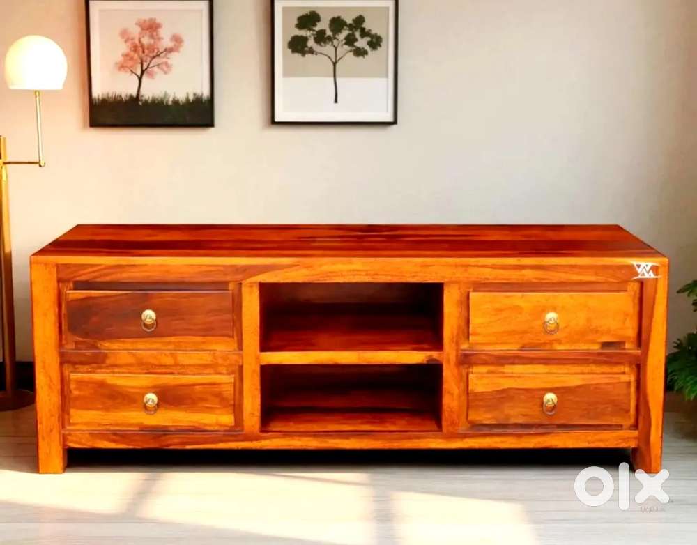 Heavy TV रखने हेतु दराजwith 4 drawers brass handle &space for articles