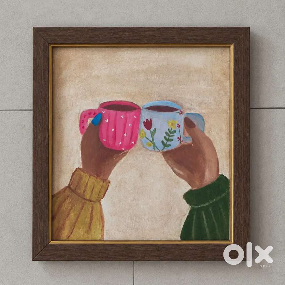 Handmade Couple Wall Art  Framed Canvas Painting  Home Decor