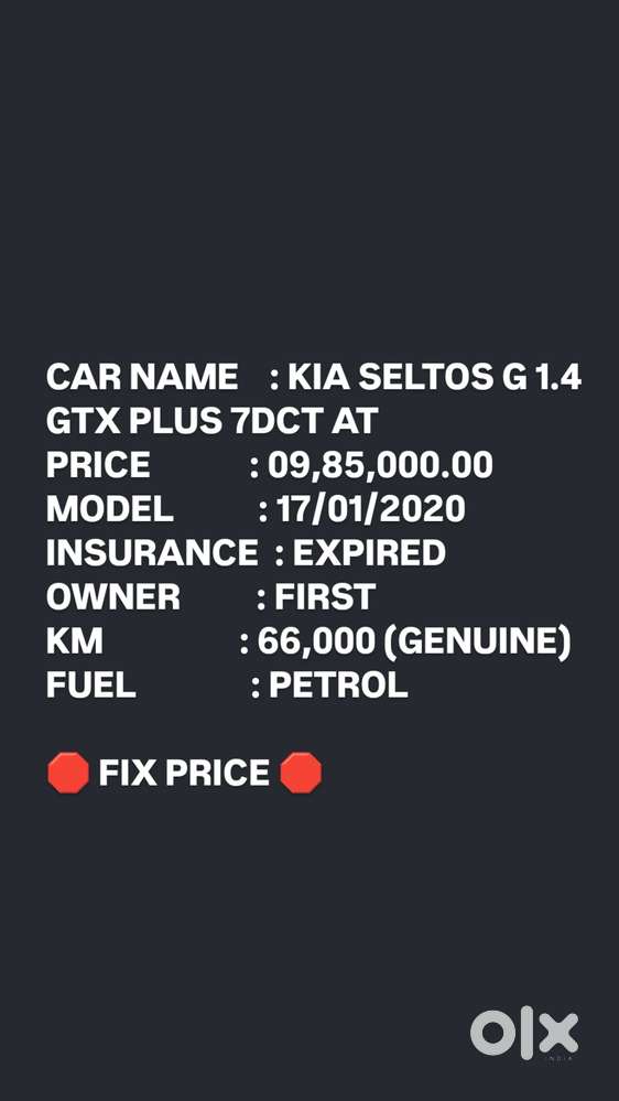 Kia Seltos Gtx Plus Dct, 2020, Petrol