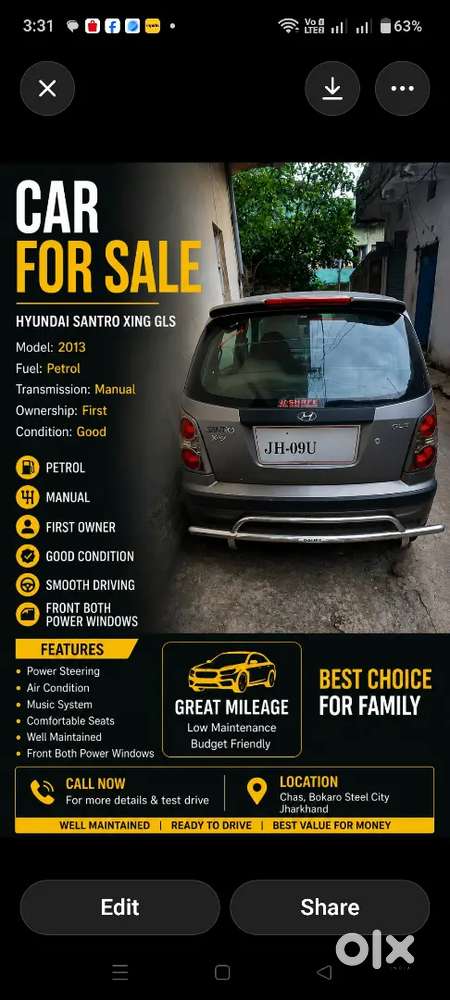 Hyundai Santro Xing 2013,power Windows